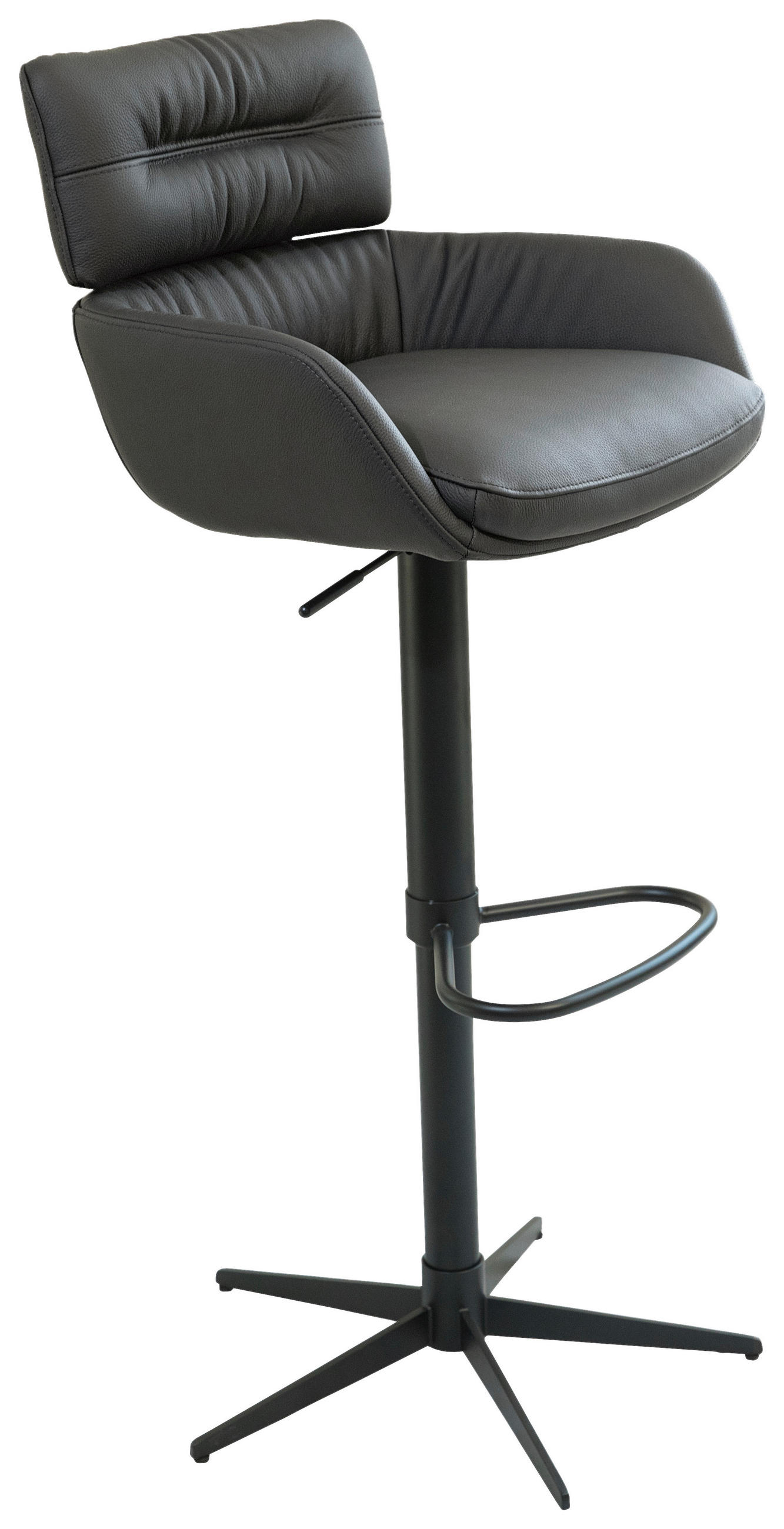 BARHOCKER in Metall, Leder Schwarz - Schwarz, Design, Leder/Metall (54/105/53cm) - Dieter Knoll
