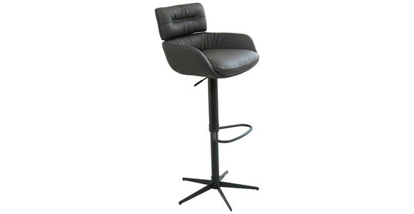 BARHOCKER in Metall, Leder Schwarz  - Schwarz, Design, Leder/Metall (54/105/53cm) - Dieter Knoll