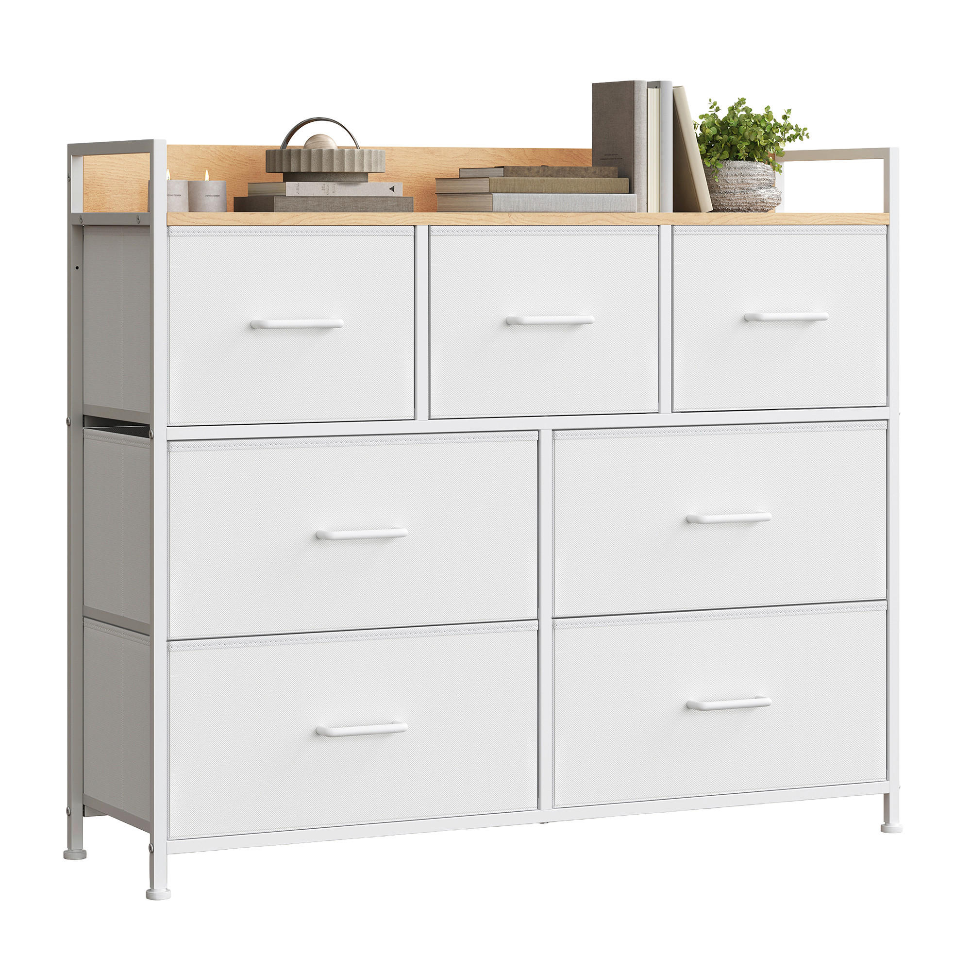 KOMMODE , 98/85/28,5 cm, 7 Schublade(n)  - Eichefarben/Weiß, Trend, Holzwerkstoff/Kunststoff (98/85/28,5cm) - Boxxx