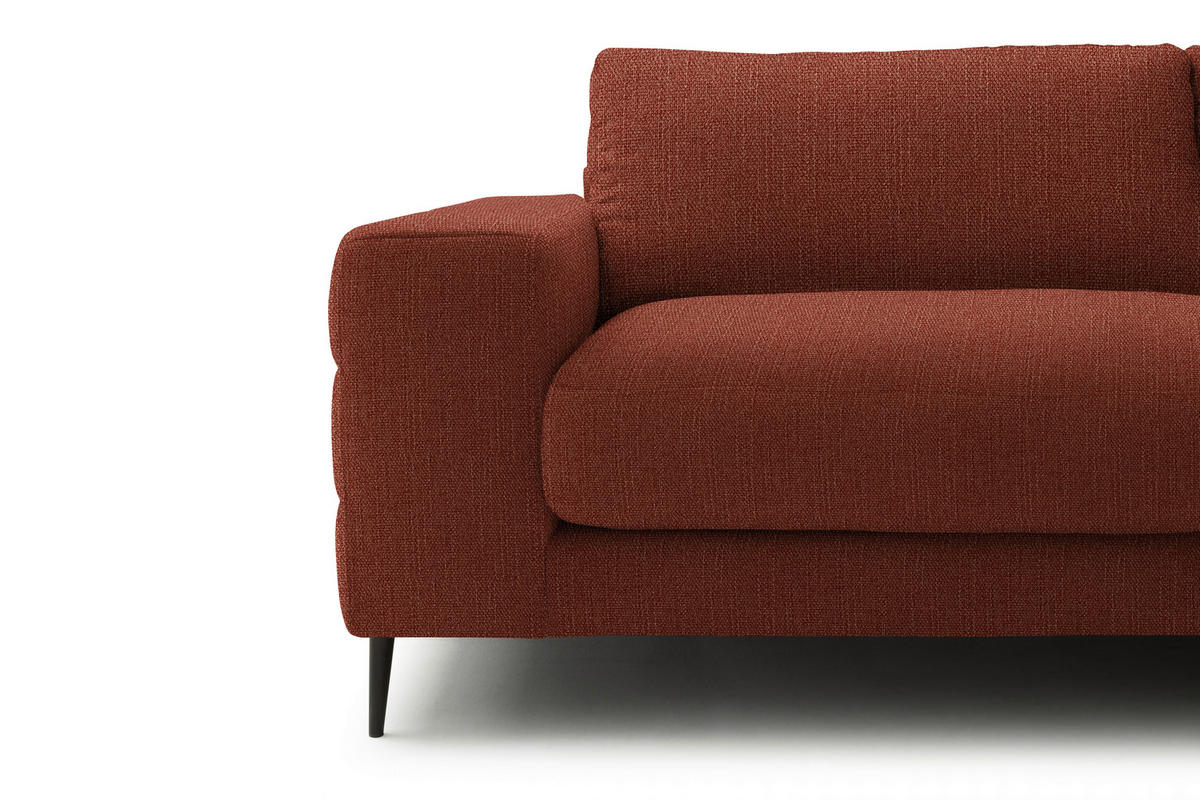ECKSOFA in Flachgewebe Rostfarben  253/177 cm  - Rostfarben/Schwarz, Design, Textil/Metall (253/177cm) - Dieter Knoll