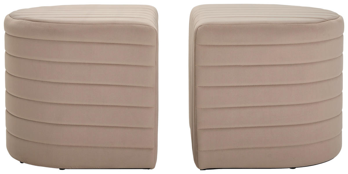 HOCKERBANK 50/50/44/44/50/50 cm Samt Beige  - Beige, Design, Textil (50/50/44/44/50/50cm) - MID.YOU