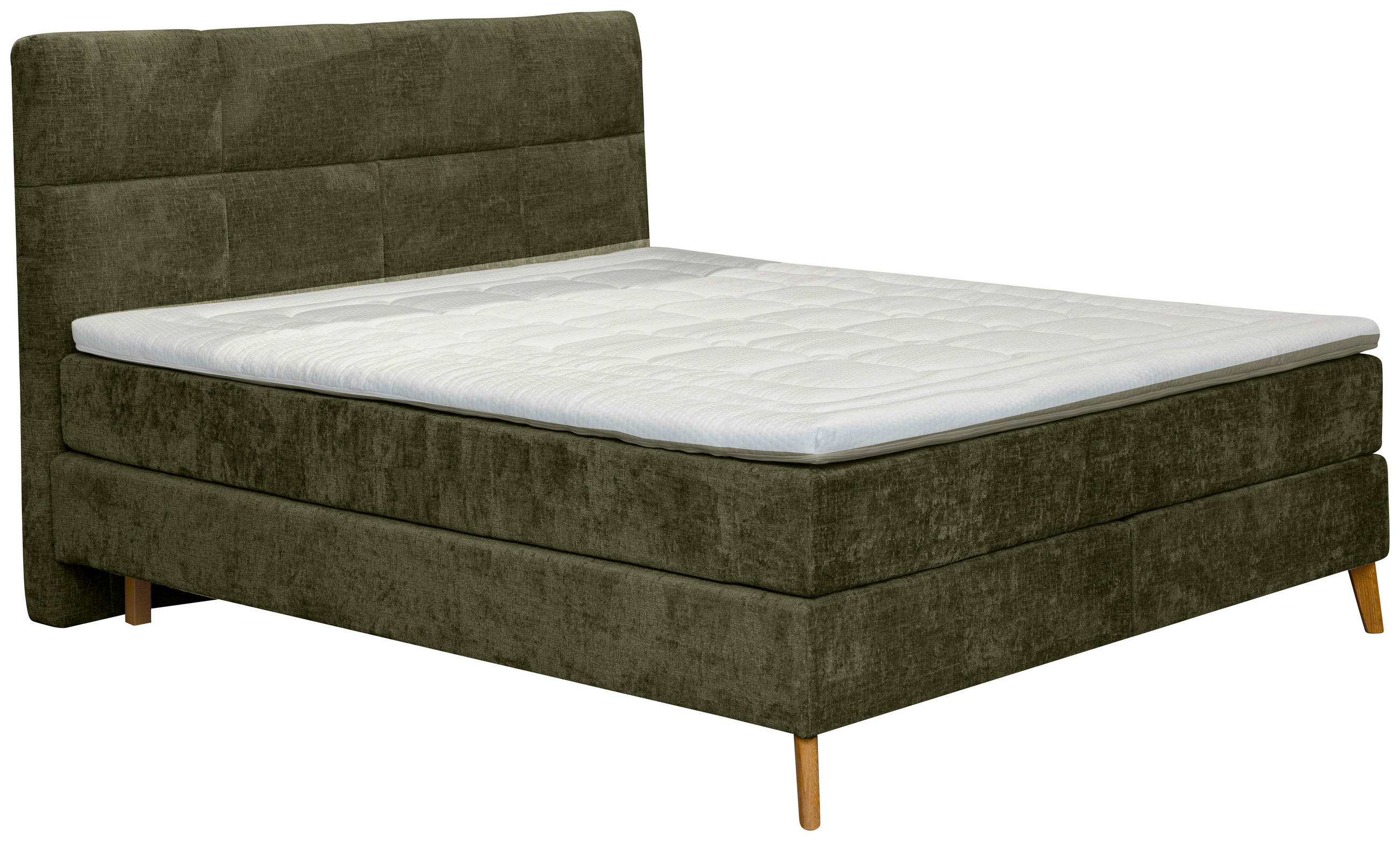 BOXSPRINGBETT 180/200 cm  in Dunkelgrün  - Dunkelgrün/Eichefarben, KONVENTIONELL, Holz/Textil (180/200cm) - Carryhome
