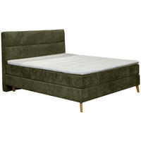 BOXSPRINGBETT 180/200 cm  in Dunkelgrün  - Dunkelgrün/Eichefarben, Konventionell, Holz/Textil (180/200cm) - Carryhome