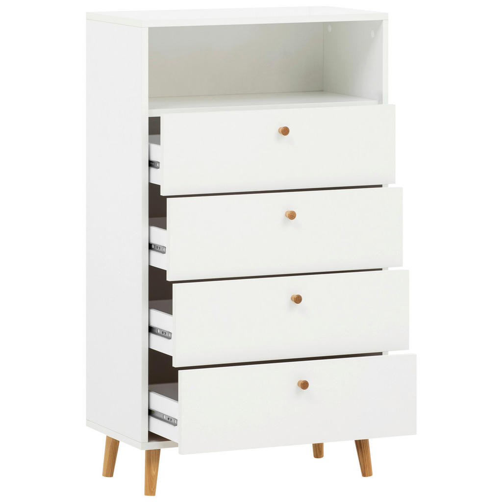 Thumbnail - Mid.you Highboard, Weiß, Holz, Eiche,Esche, massiv, 4 Schubladen, 60.2x104.4x33.05 cm, in verschiedenen Holzdekoren erhä...