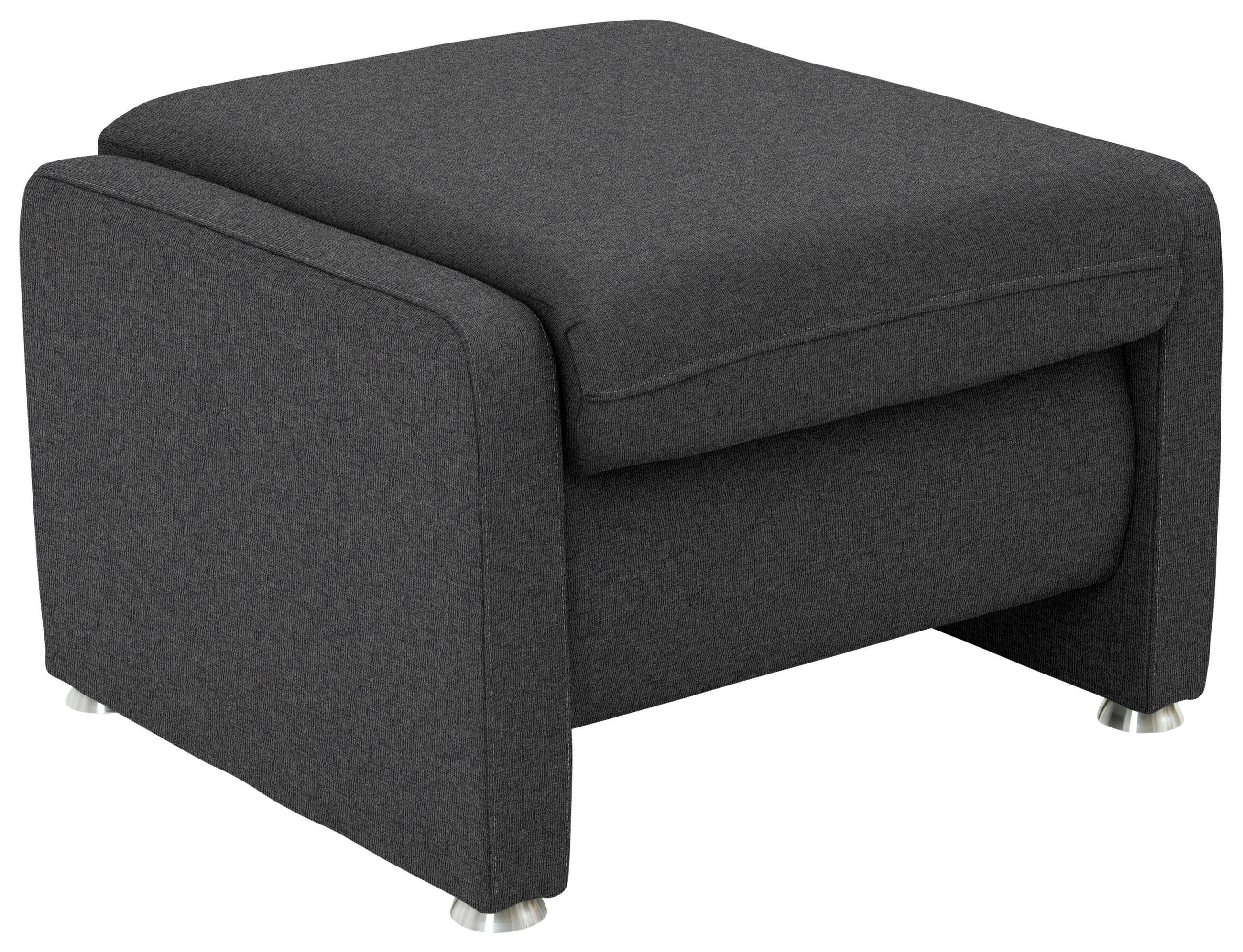 HOCKER Textil Dunkelgrau  - Dunkelgrau/Alufarben, Konventionell, Textil/Metall (67/44/58cm) - Beldomo Comfort