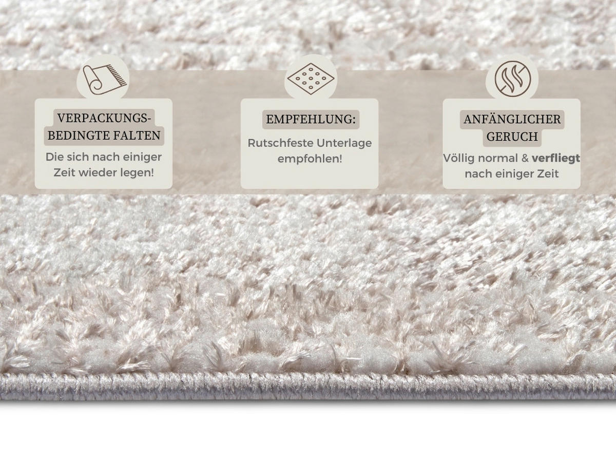 VINTAGE-TEPPICH 67/120 cm Shine Creme, Silberfarben  - Silberfarben/Creme, Design, Kunststoff (67/120cm)