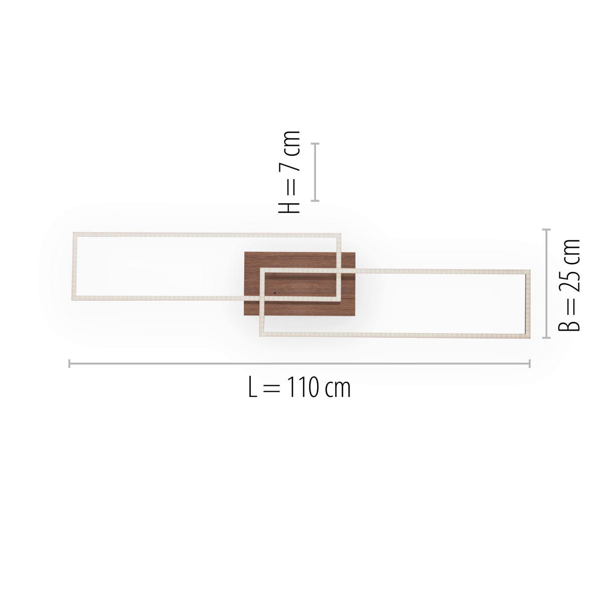 LED SVJETILJKA STROPNA Iven  - boje hrasta/boje nikla, Design, metal/plastika (110/25/7cm)