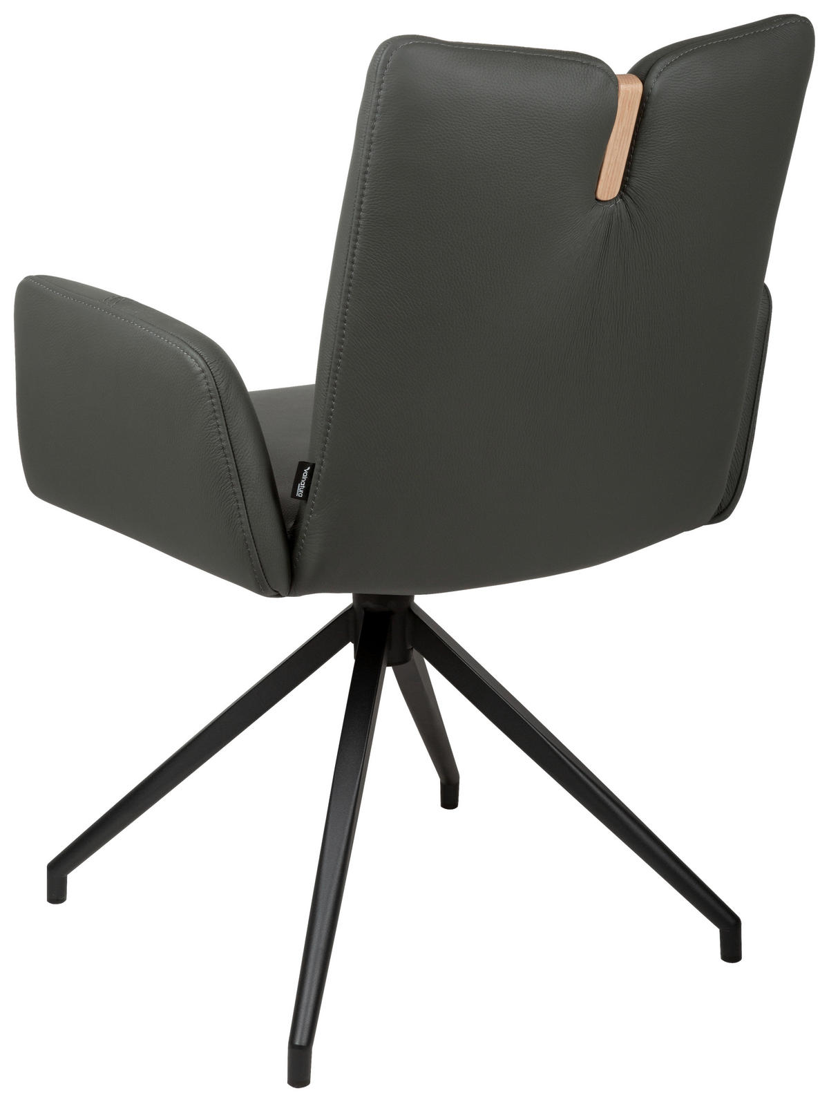 ARMLEHNSTUHL  Sitzfläche 360° drehbar, automatische Rückholfunktion  Echtleder  - Anthrazit/Schwarz, Design, Leder/Holz (62/87/63cm) - Valnatura