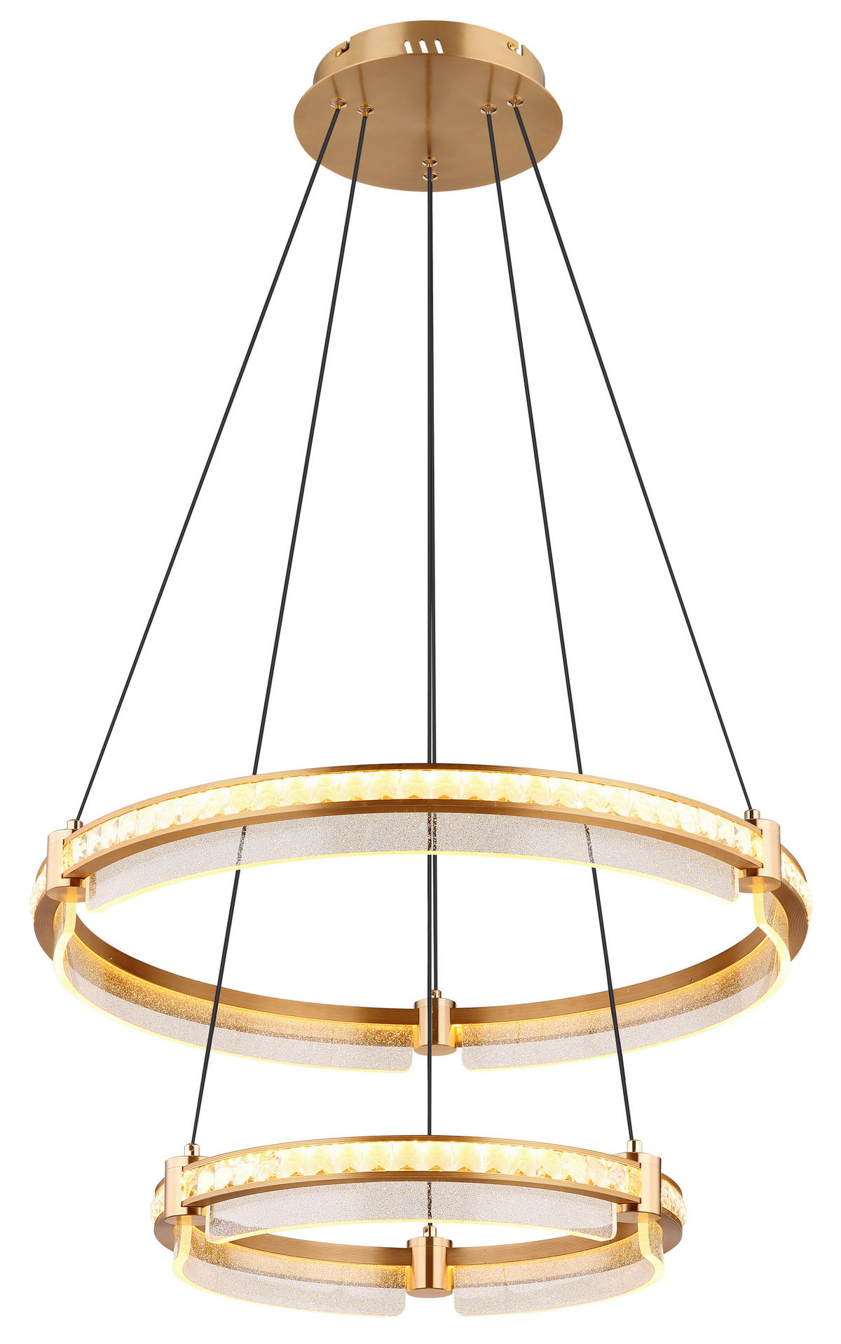 LAMPĂ SUSPENDATĂ CU LED 60/120 cm  - străveziu/auriu, Design, plastic/metal (60/120cm)