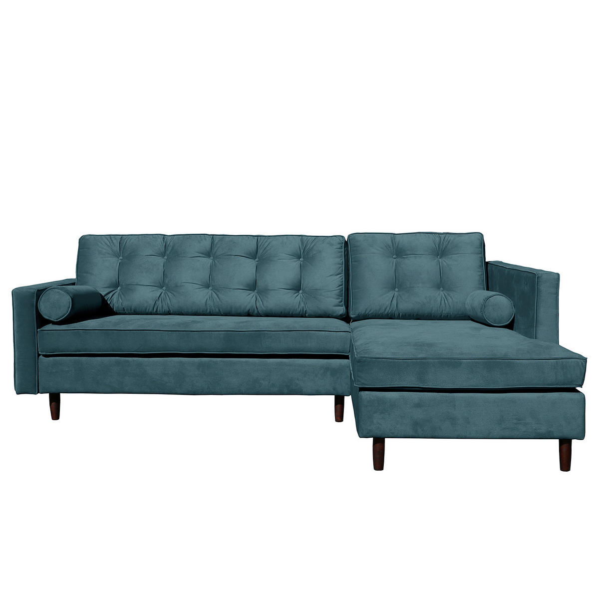 ECKSOFA VANCOUVER Dunkelblau Mikrofaser Zierkissen, Rückenkissen  - Braun/Dunkelblau, Design, Holz/Textil (240/169cm) - P & B