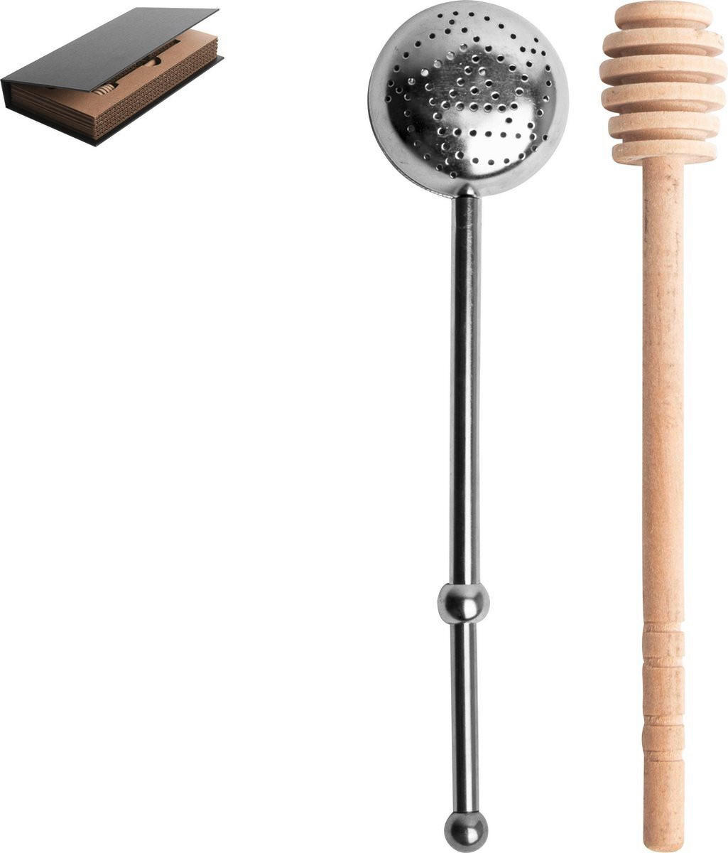 SET ZA ČAJ         - barve aluminija, Basics, kovina/les (12/23/3cm)