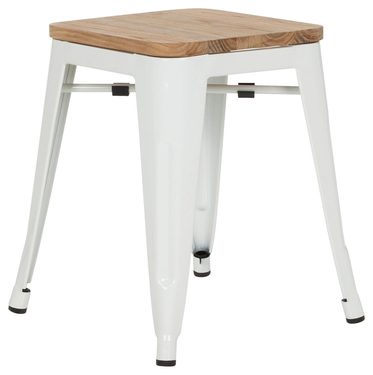 HOCKER Ulme Braun, Weiß  - Braun/Weiß, Basics, Holz/Metall (39/46/39cm) - MID.YOU