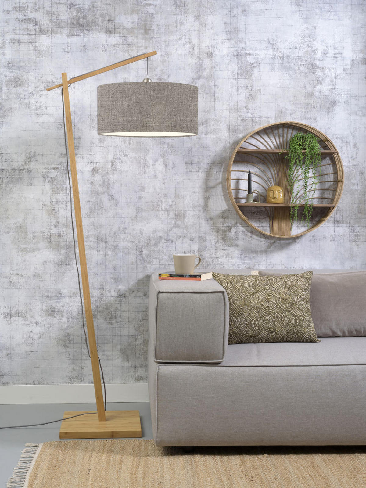STOJACÍ LAMPA, 70/176 cm  - přírodní barvy/světle hnědá, Design, dřevo/textil (70/176cm) - Good & Mojo