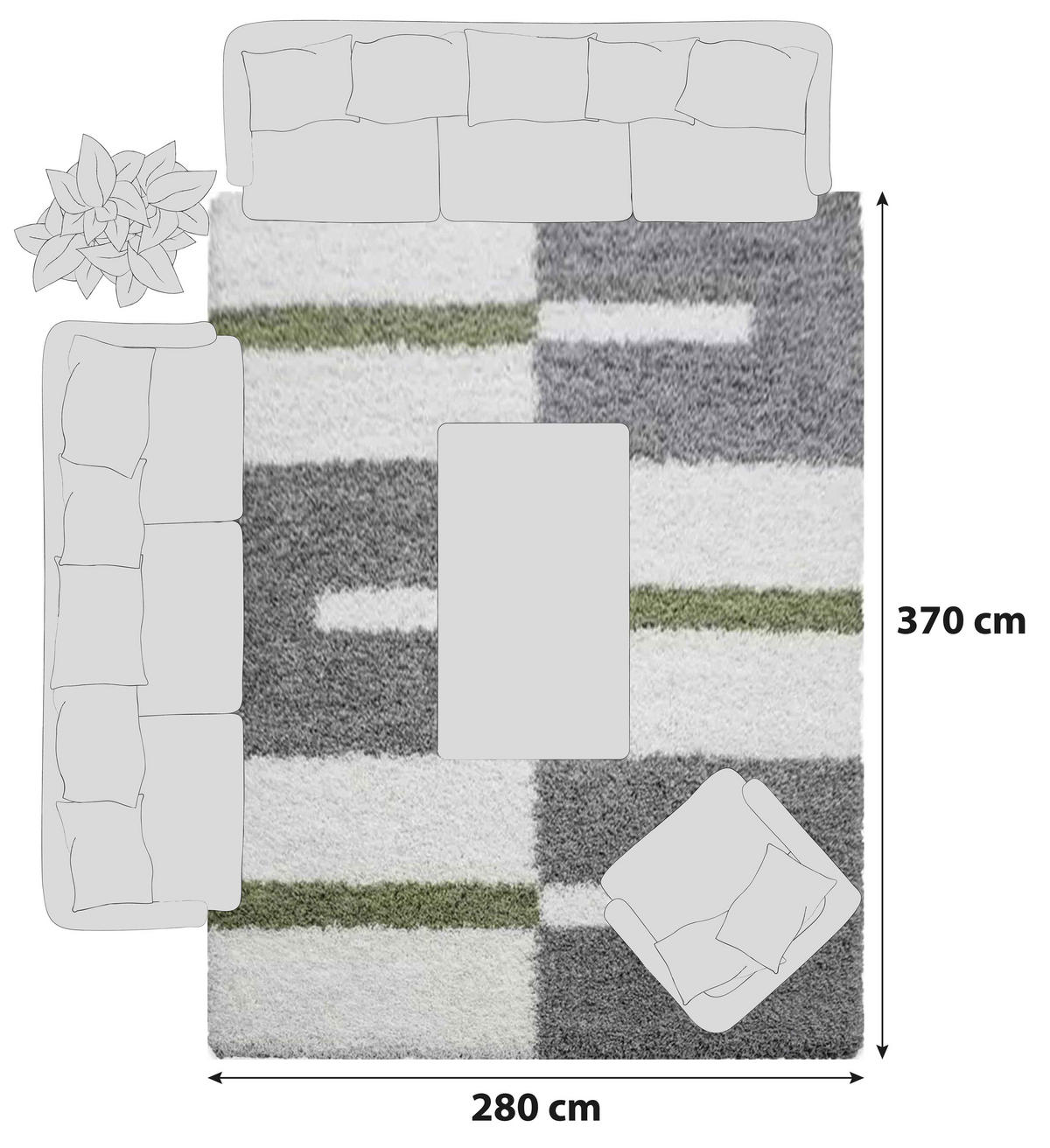 HOCHFLORTEPPICH 280/370 cm Gala 2505 Grün  - Grün, Design, Textil (280/370cm) - Novel
