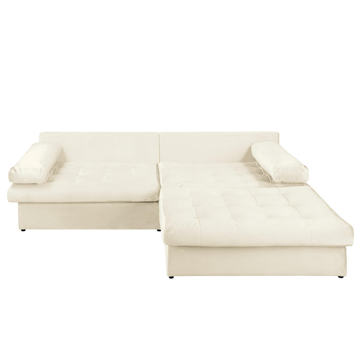 ECKSOFA Velours Beige  - Beige/Schwarz, Design, Kunststoff/Textil (284/243cm) - P & B