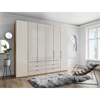 FALTTÜRENSCHRANK 250/216/58 cm 4-türig Champagner, Eiche Bianco  - Schieferfarben/Eiche Bianco, KONVENTIONELL, Glas/Holzwerkstoff (250/216/58cm) - Dieter Knoll