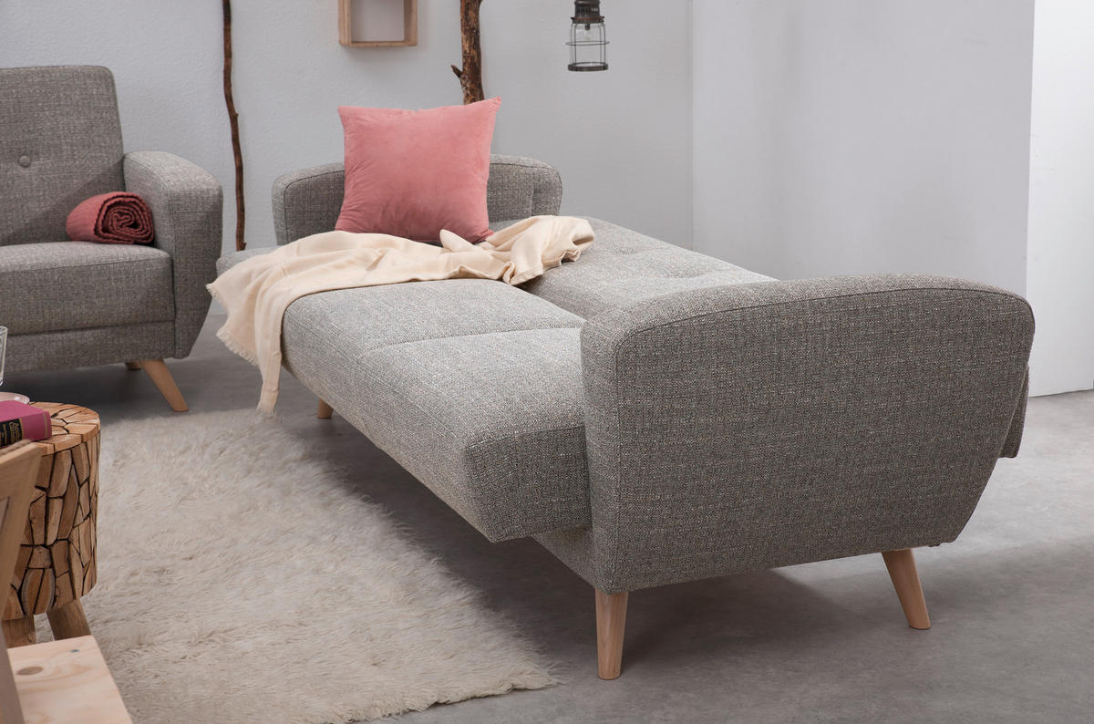 SCHLAFSOFA in Textil Grau  - Naturfarben/Grau, Design, Holz/Textil (230/85/82cm) - Max Winzer