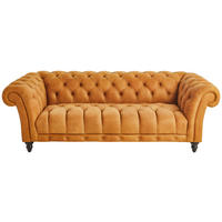 CHESTERFIELD-SOFA in Echtleder Currygelb  - Currygelb/Dunkelbraun, Lifestyle, Leder/Holz (230/74/101cm) - Livetastic