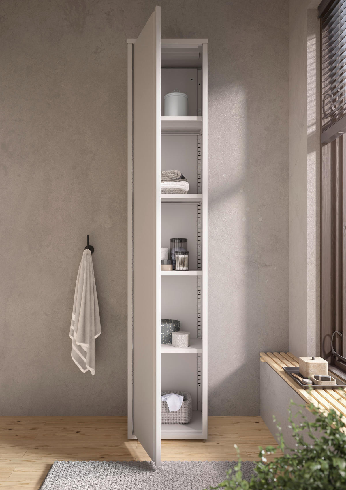 HOCHSCHRANK 38/192/30 cm  - Kaschmir/Schwarz, Design, Kunststoff/Metall (38/192/30cm) - home24