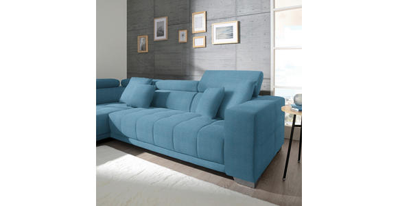 ECKSOFA in Mikrofaser Pastellblau  - Chromfarben/Pastellblau, Design, Textil/Metall (207/301cm) - Xora