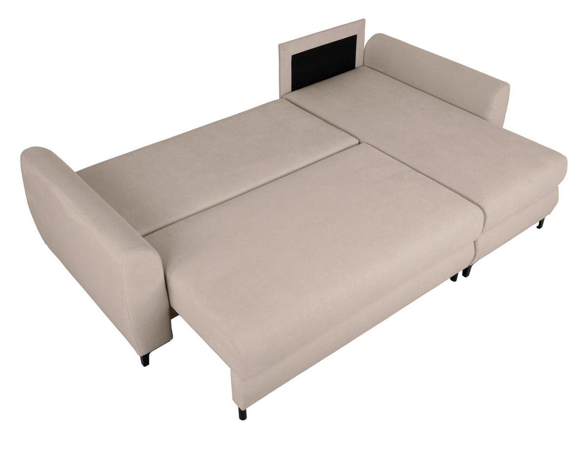 ECKSOFA Moli Beige Mikrofaser  - Beige/Schwarz, Design, Textil/Metall (236/148cm) - MID.YOU