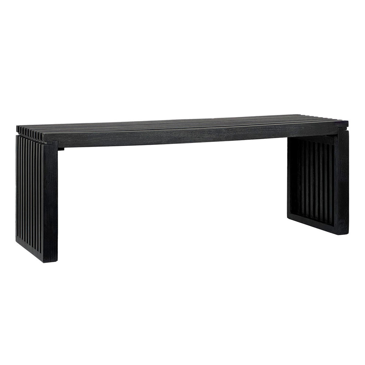SITZBANK 120/45/35 cm Schwarz Akazie massiv  - Schwarz, Design, Holz (120/45/35cm) - MID.YOU