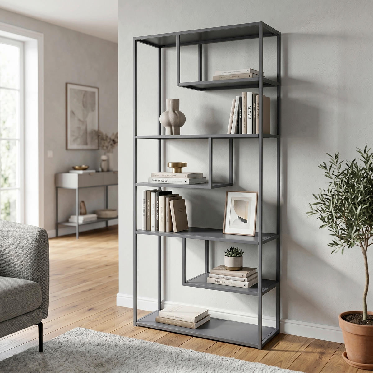 HYLLA i 85/188/35 cm ljusgrå  - ljusgrå, Design, metall (85/188/35cm) - Livetastic