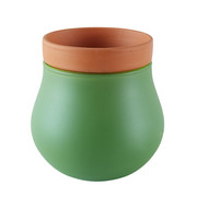 PFLANZTOPF - Terra cotta/Grün, KONVENTIONELL, Glas/Keramik (9,80/10,20/9,80cm) - Leonardo