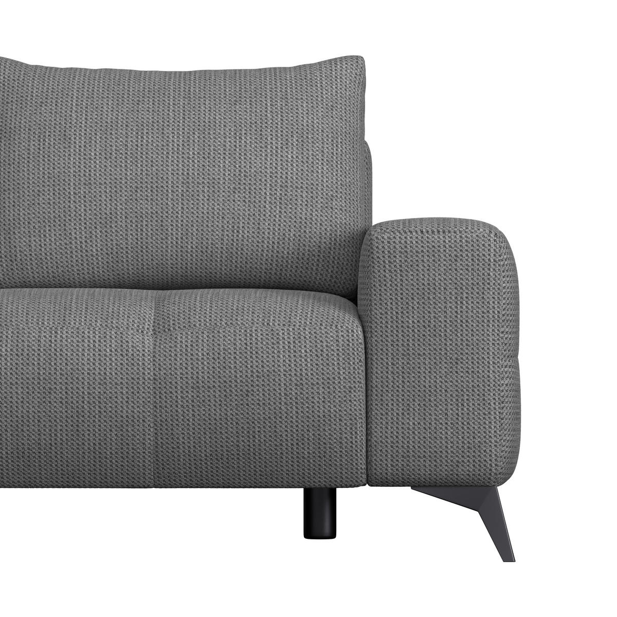 ECKSOFA MAURO Anthrazit Flachgewebe  - Anthrazit/Schwarz, Trend, Textil/Metall (175/290cm) - MID.YOU