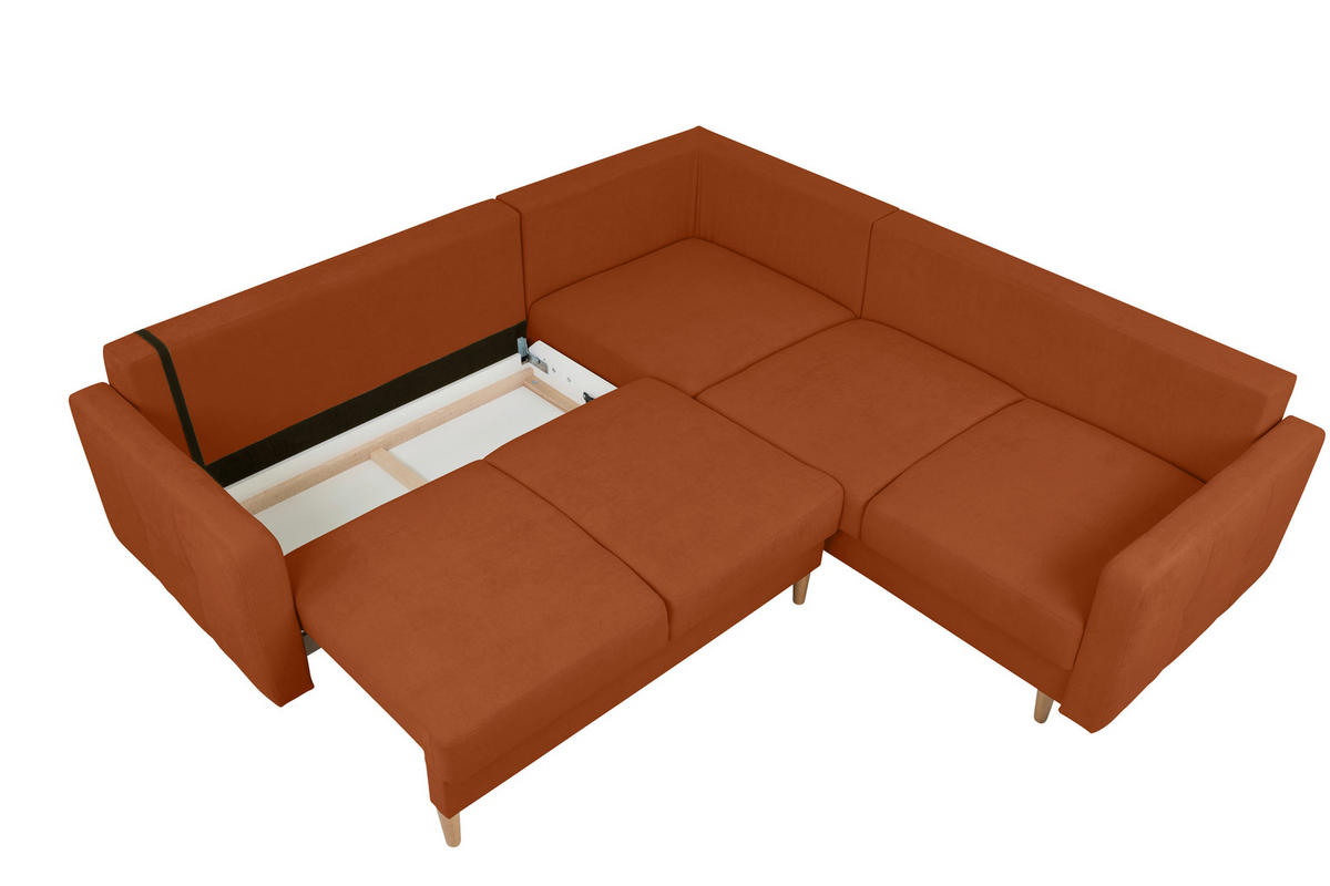 ECKSOFA Noret Terracotta  - Buchefarben/Terracotta, Design, Holz/Textil (242/242cm) - MID.YOU
