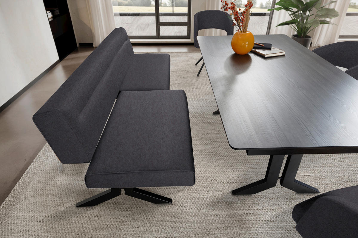 SITZBANK in Metall, Textil Schwarz  - Schwarz, Konventionell, Textil/Metall (220/87/70-86cm) - Moderano