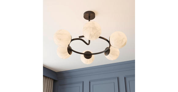 DECKENLEUCHTE Sirius 67/44 cm  - Schwarz/Weiß, Design, Glas (67/44cm) - Dieter Knoll
