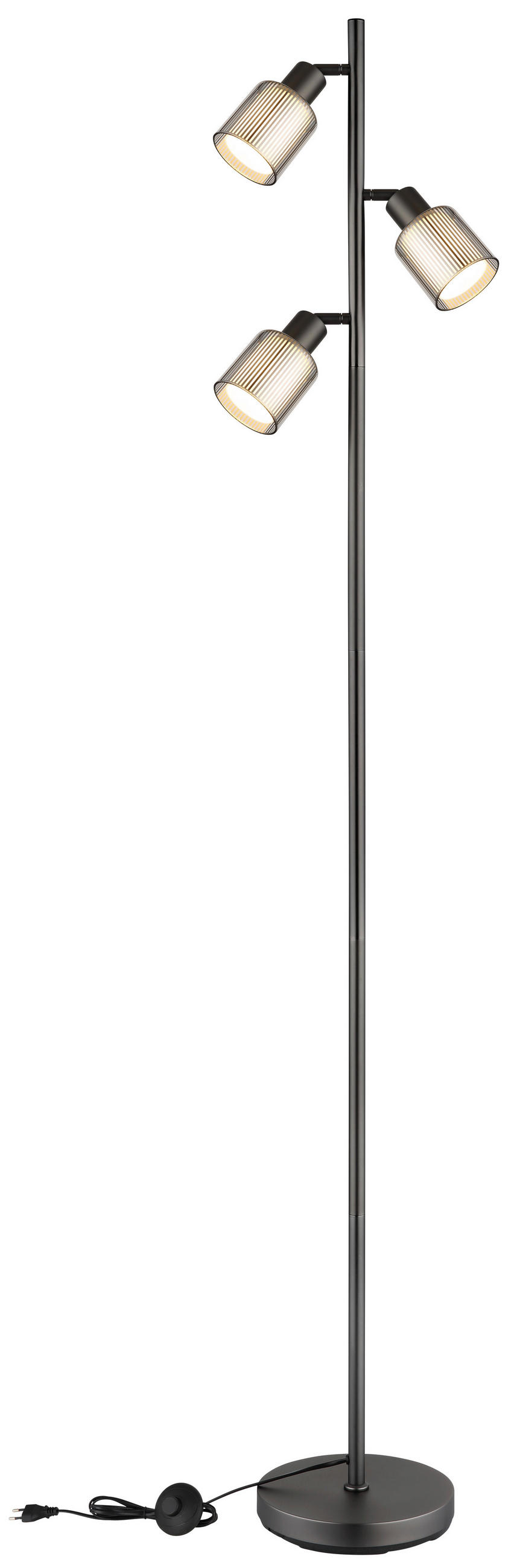 STEHLEUCHTE 33/22/161 cm    - Schwarzchrom/Schwarz, Design, Glas/Kunststoff (33/22/161cm) - Globo