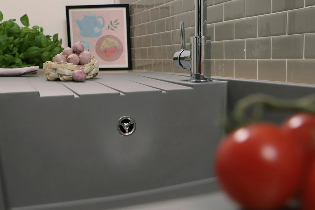 SPÜLE HOUSTON100X501BG  - Grau, Trend, Glas/Kunststoff (100/21/50cm) - Respekta