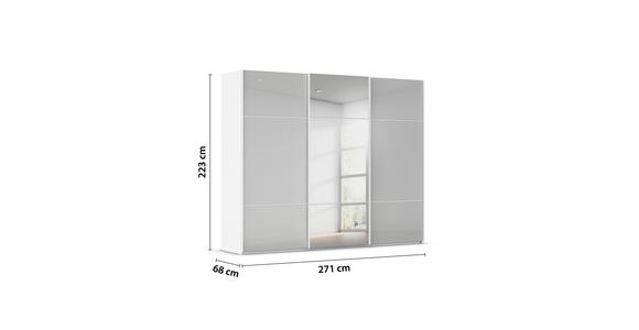 SCHWEBETÜRENSCHRANK  in Grau, Weiß  - Weiß/Grau, KONVENTIONELL, Glas/Holzwerkstoff (271/223/68cm) - Novel