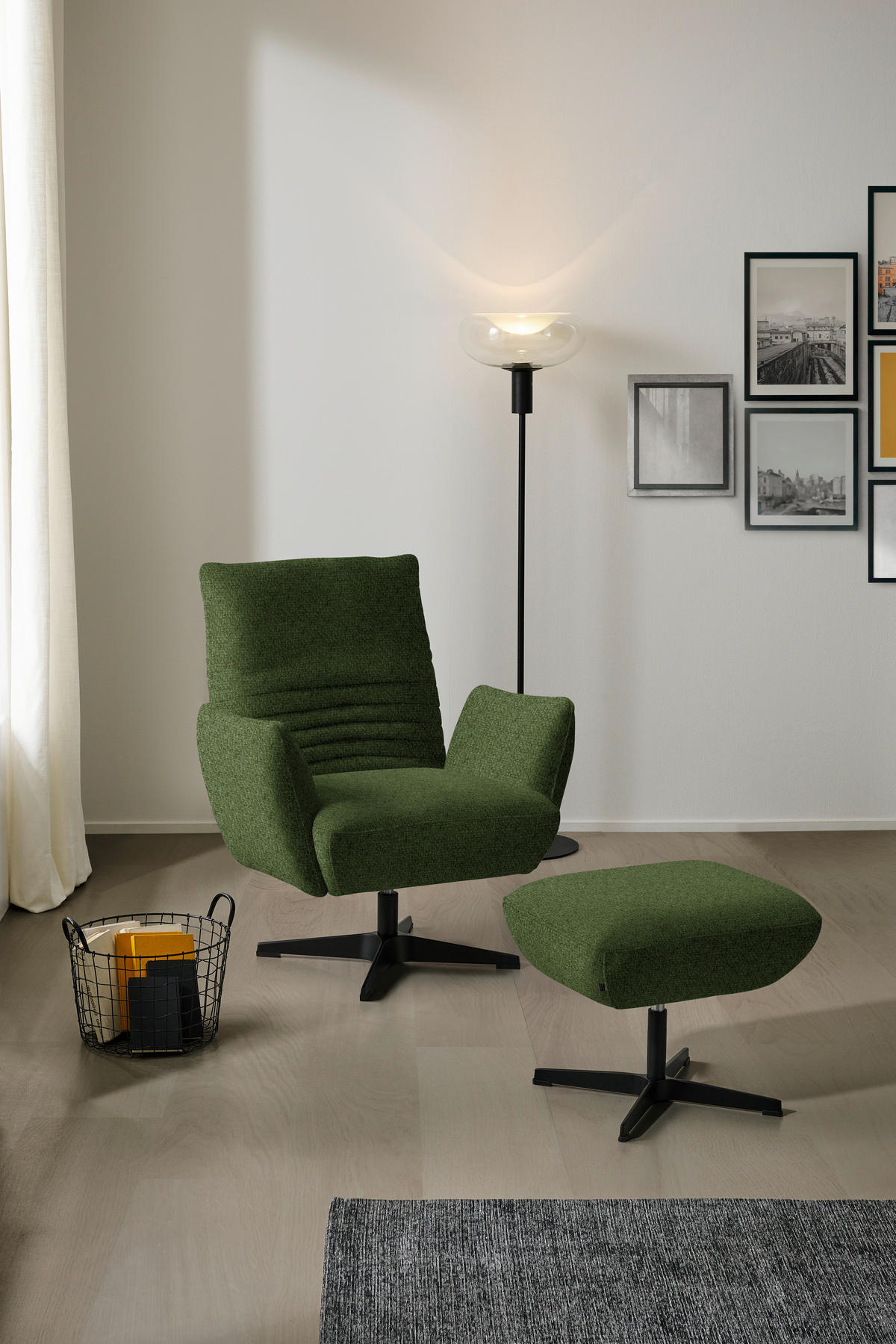 SESSEL in Chenille Grün  - Schwarz/Grün, Design, Textil/Metall (60/94/86cm) - Dieter Knoll