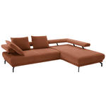 ECKSOFA Fino in Chenille Rostfarben  305/224 cm  - Rostfarben/Schwarz, Design, Textil/Metall (305/224cm) - Dieter Knoll