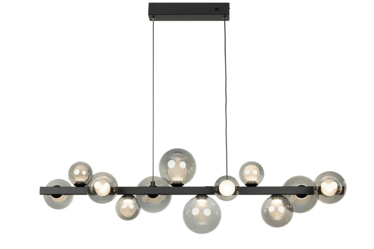 Lampă Suspendată Cu Led 95/27/150 cm  - negru maroniu, Design, sticlă/metal (95/27/150cm) - Dieter Knoll