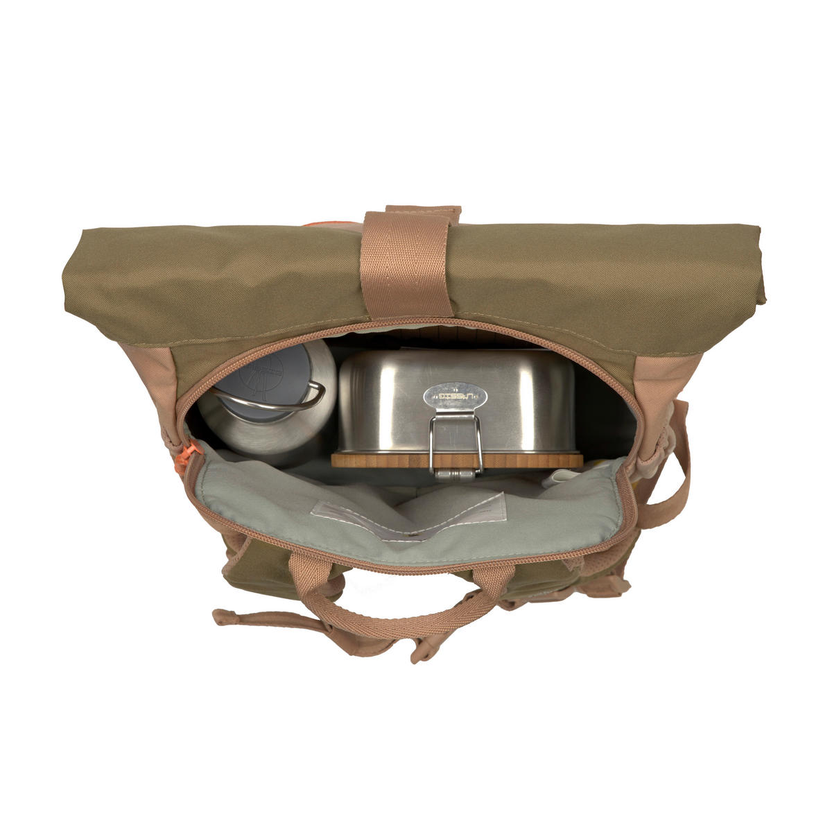 KINDERRUCKSACK Rolltop  - Hellbraun, Basics, Textil (23/11/32,5cm) - Lässig