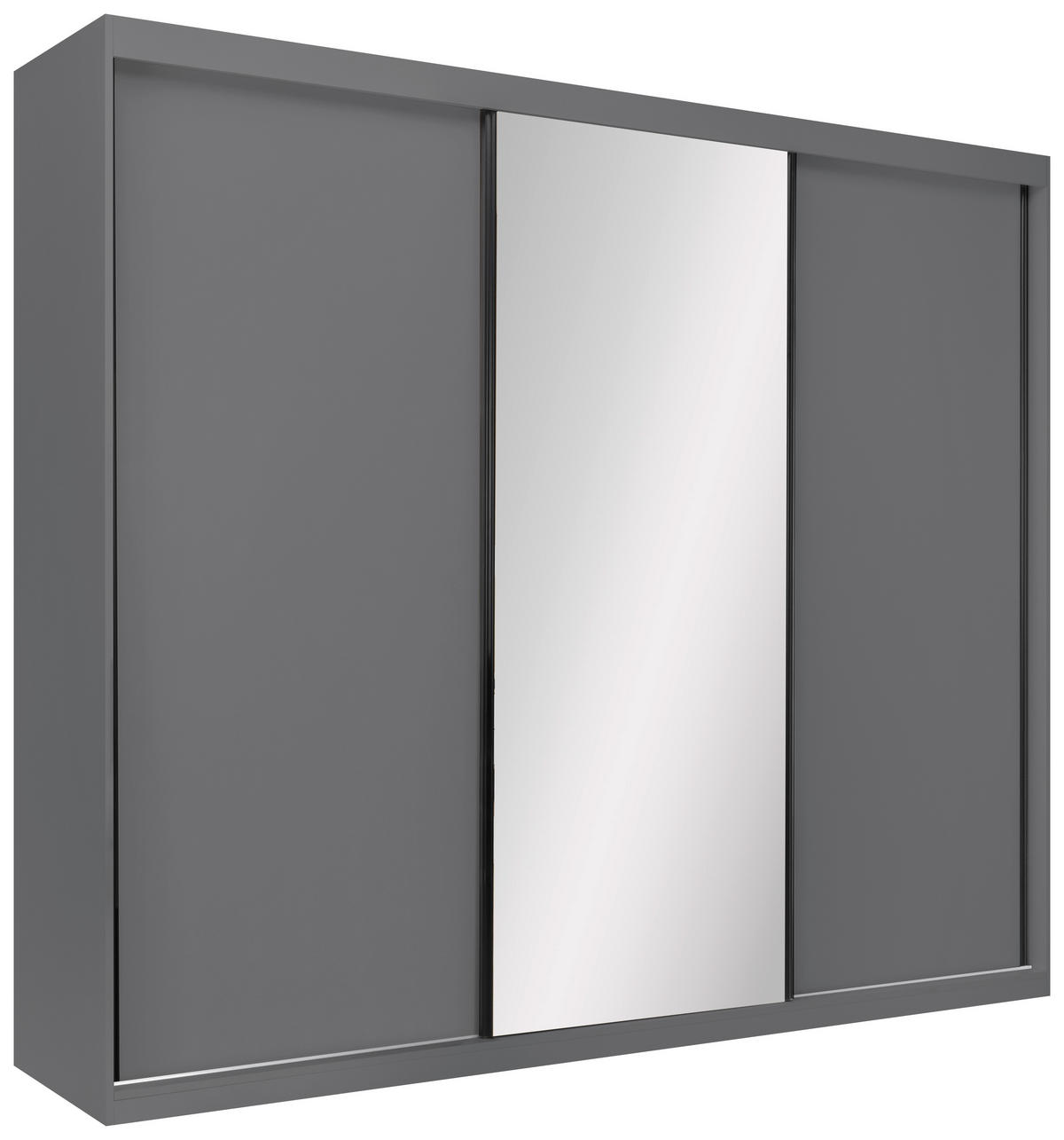 SCHIEBETÜRENSCHRANK 250/215/59,5 cm 3-türig Graphitfarben  - Graphitfarben/Schwarz, MODERN, Holzwerkstoff/Metall (250/215/59,5cm) - MID.YOU