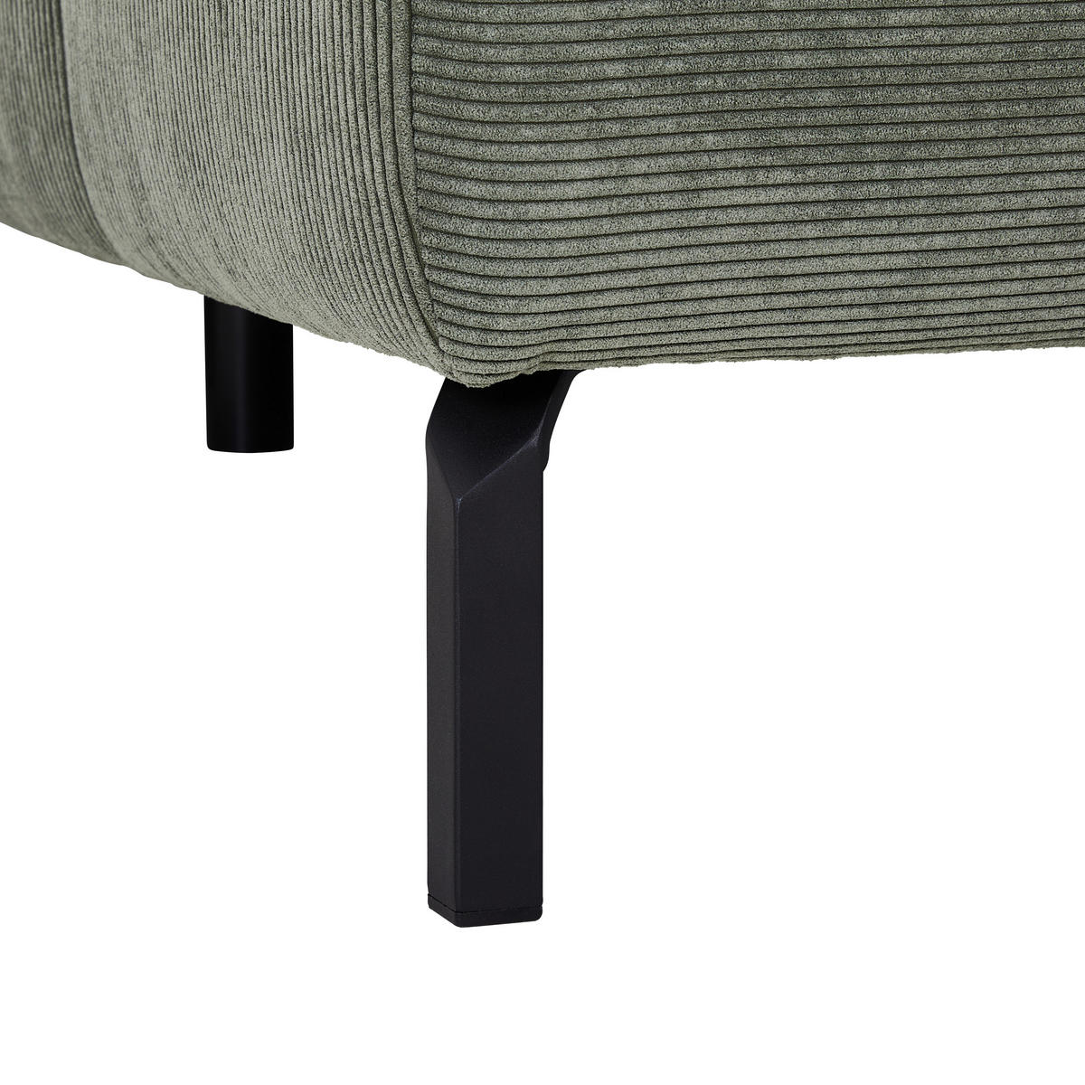 CANAPÉ D'ANGLE in Feincord Olivgrün  - Schwarz/Olivgrün, Konventionell, Textil/Metall (311/219cm) - Hom`in