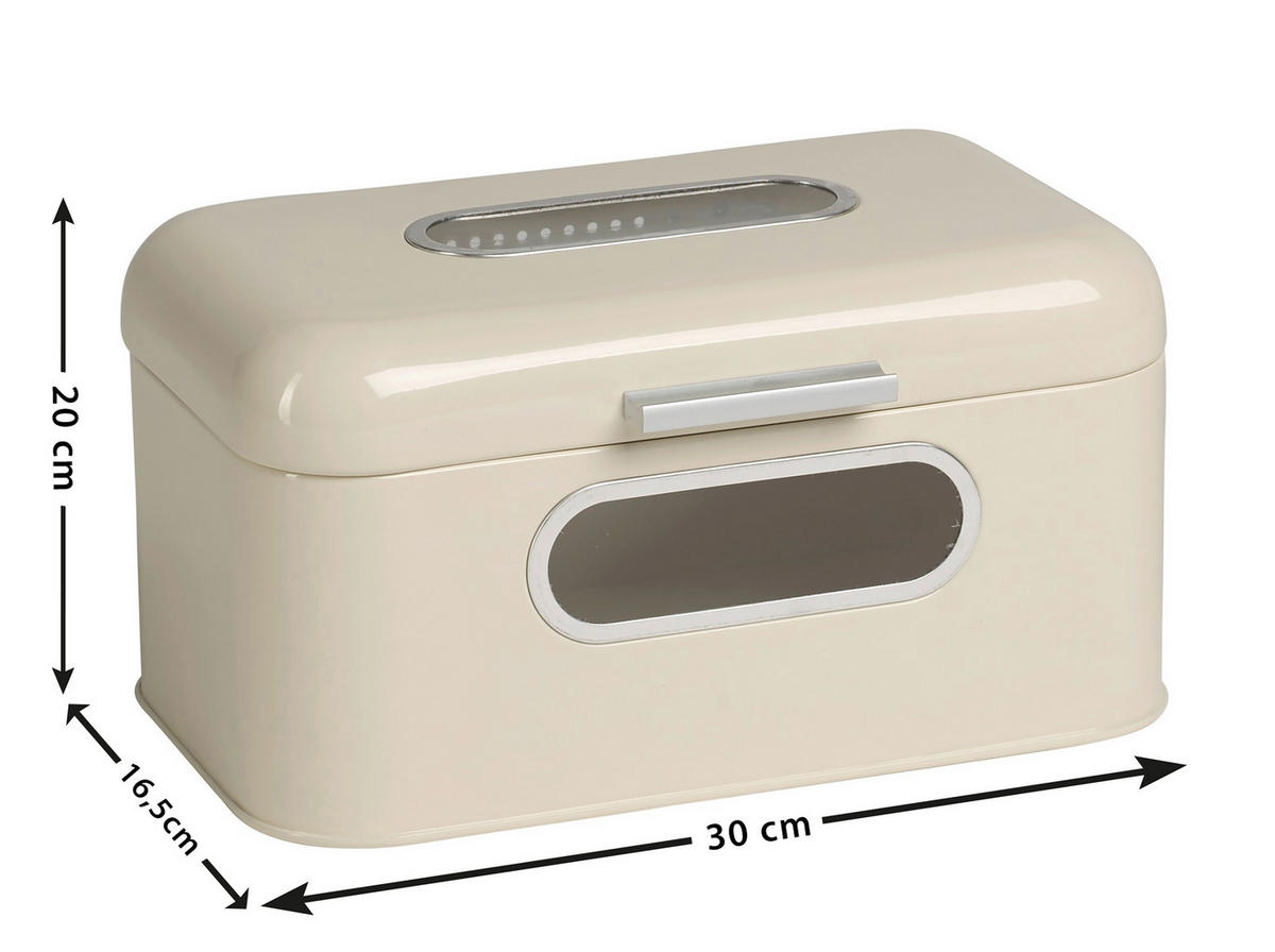 BROTKASTEN  - Creme, Basics, Metall (30/20/16,5cm) - Echtwerk