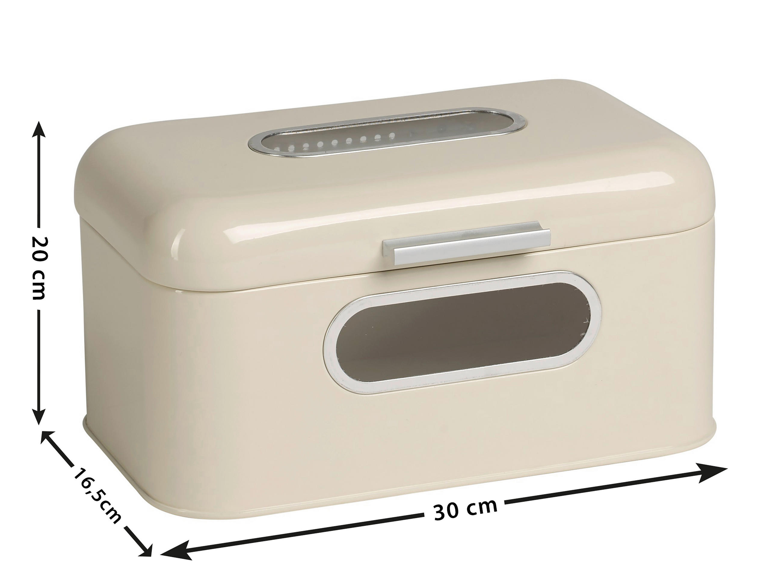 Thumbnail - Echtwerk Brotkasten Retro, Creme, Metall, rechteckig, 20x16.5x30 cm, lebensmittelecht, Sichtfenster, Luftlöcher, Küchenz...