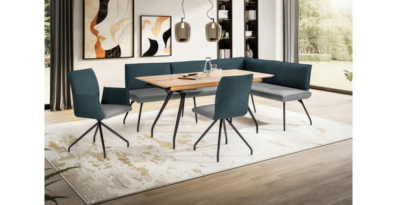 ECKBANK 225/165 cm  in Graublau  - Graublau/Schwarz, Design, Textil/Metall (225/165cm) - Moderano