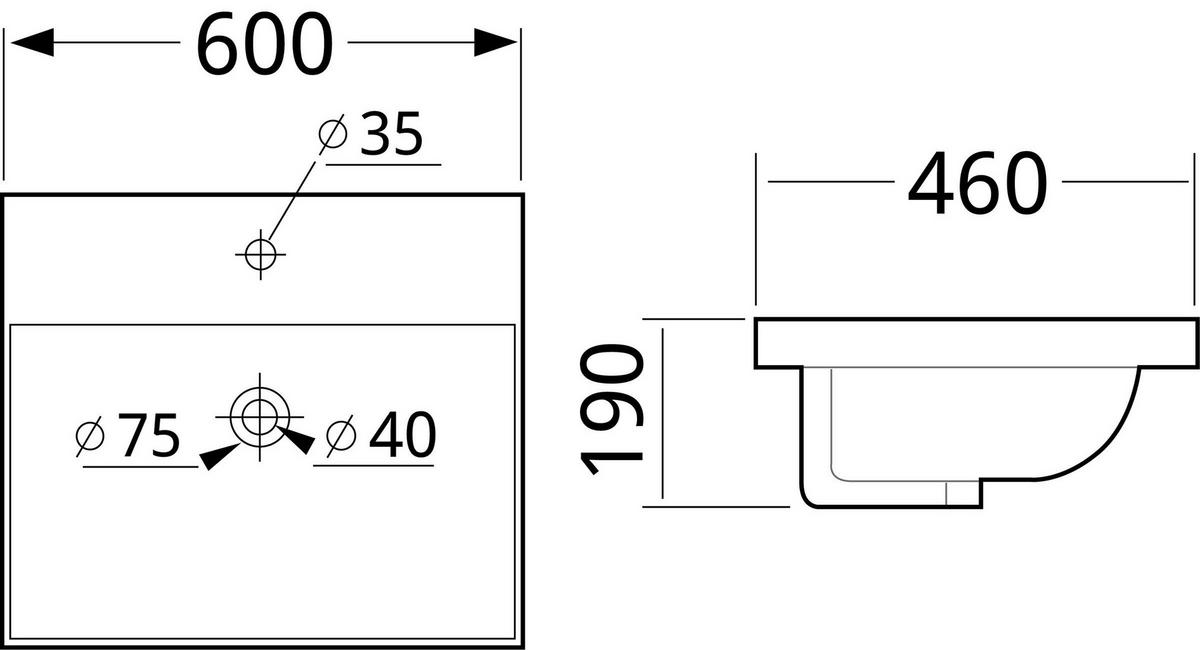 WASCHTISCHKOMBI 60 cm  - Graphitfarben/Weiß, Basics, Holzwerkstoff/Stein (60cm) - MID.YOU