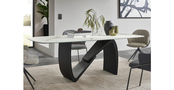 ESSTISCH in Metall, Keramik 220/110/76 cm  - Beige/Schwarz, Design, Keramik/Metall (220/110/76cm) - Belluti