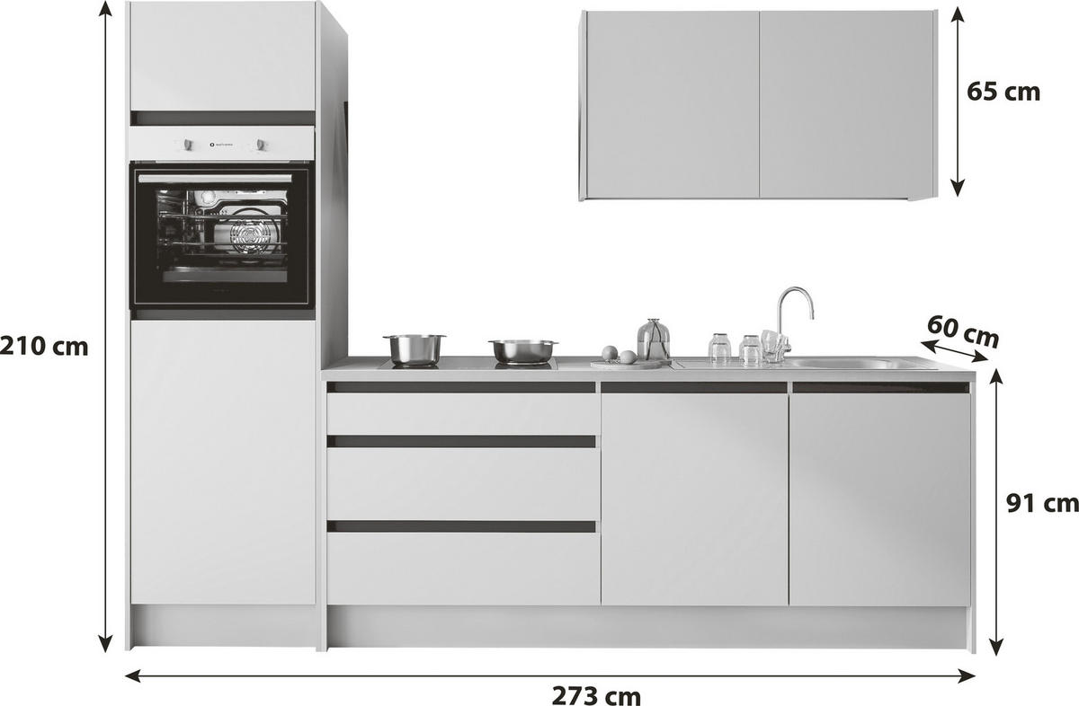 KÜCHENBLOCK 273 cm   in Grün, Schwarz  - Schwarz/Grau, Design, Holzwerkstoff (273cm) - MID.YOU