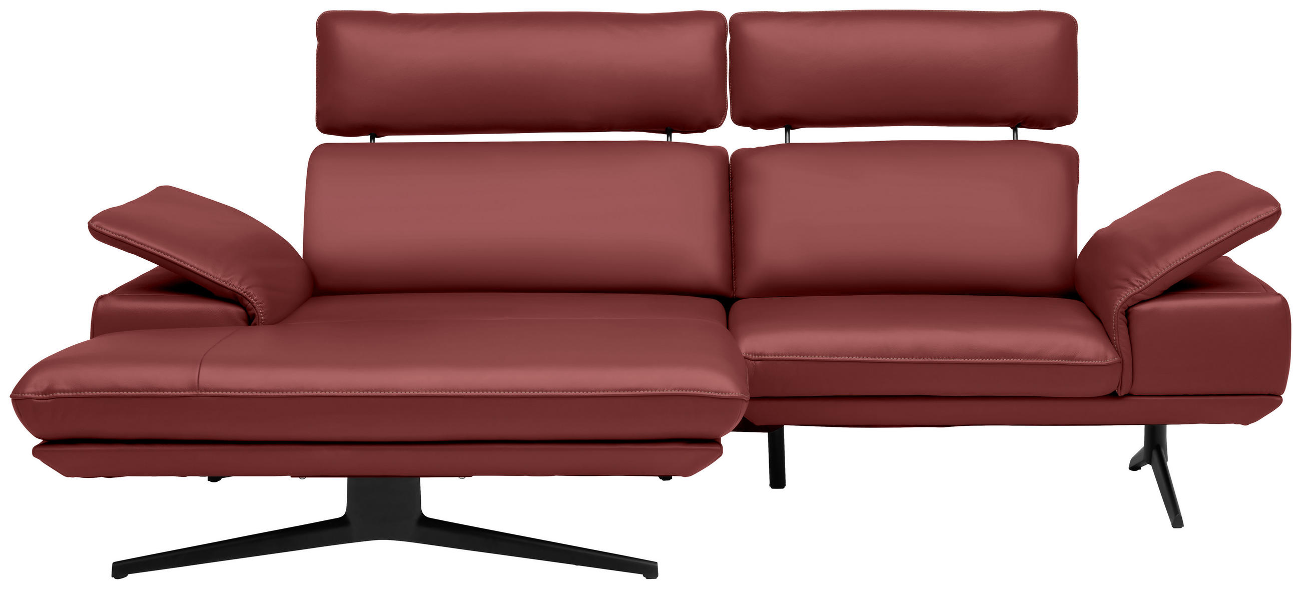 ECKSOFA in Echtleder Weinrot  - Beige/Weinrot, Design, Leder/Metall (150/242cm) - Koinor