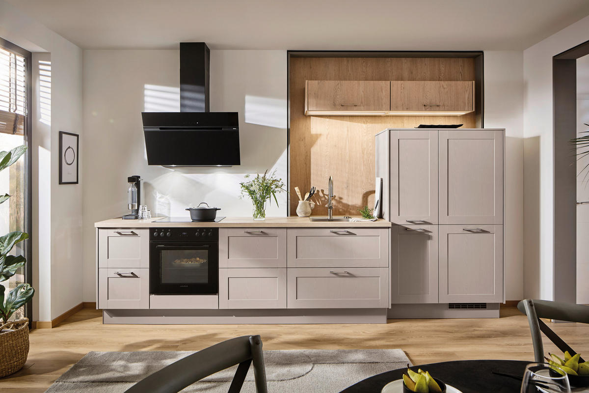 EINBAUKÜCHE   - Eichefarben/Grau, Design, Holzwerkstoff - Xora
