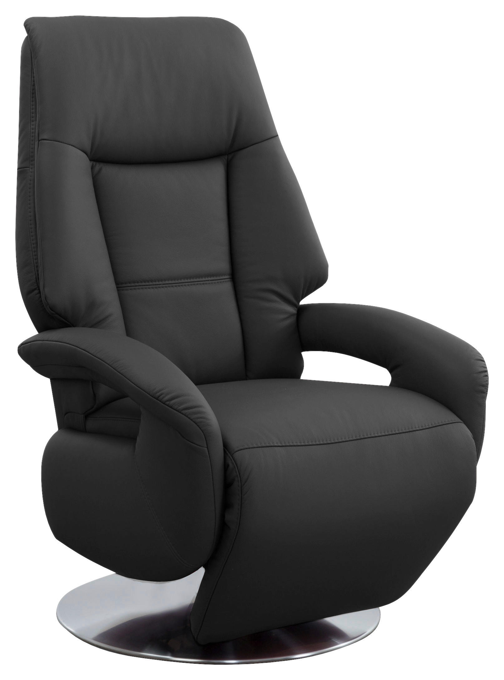 DREHSTUHL Schwarz  - Edelstahlfarben/Schwarz, KONVENTIONELL, Leder/Metall (74/111/77cm) - Sit & More